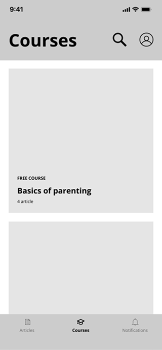 Courses wireframe